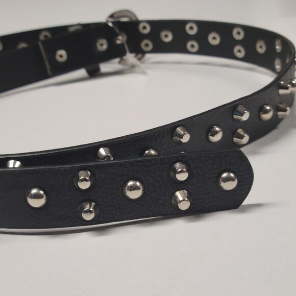 MENS Black Metal Stud Belt - Picture 5 of 11